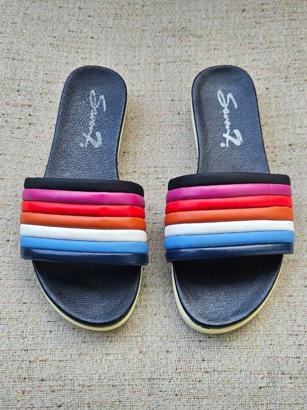 Seven7 for all Mankind Women Sandal Slide Multi Color Vegan All Man Made Size 7
